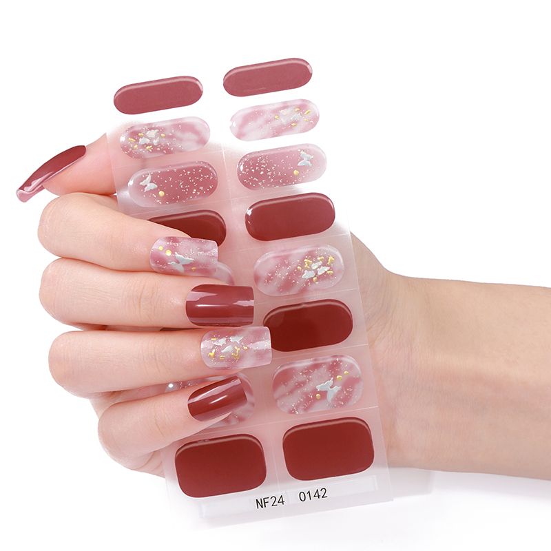 Full Cover Adhesive - 16Tips Sparkly Semi Cured Gel Nail